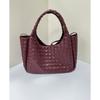Oversized Woven Shoulder Bag Women Large Capacity Tote With Zip Soft PU Material Korean Style