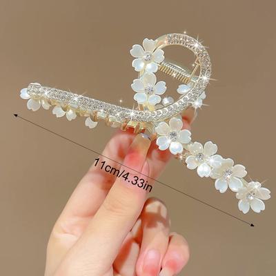 Trendige Glitzernde Blume Haarklammer Für Frauen Große Strass Sakura Hai-Klammer Exquisit Elegant Mädchen Schmuck Haaraccessoires