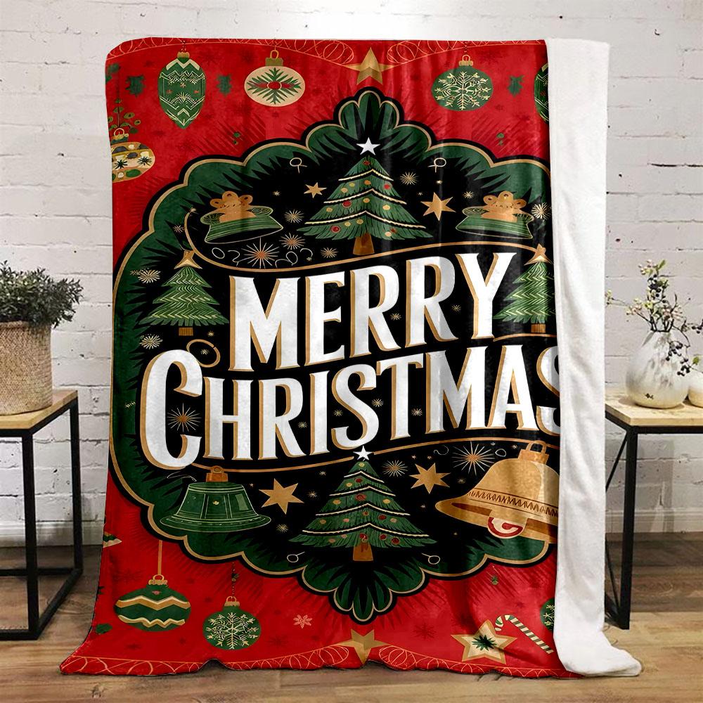 Merry Christmas Decorative Blanket Patterned flannel blanket perfect for the bedroom living room, sofa, or a little nap
