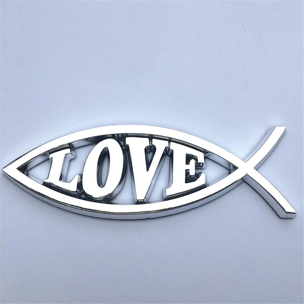 1PCS 14x4.5cm JESUS Fish Silver chrome Christian crafts ABS Car Sticker PEACE FAITH Emblem 3D Badge Decal Auto Accessories