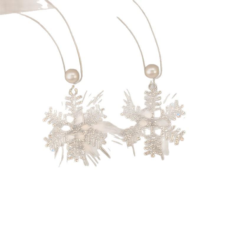 Luxury European & American Rhinestone Snowflake Plush Earrings: High-End Autumn/Winter Niche Design