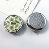 Metal Round Natural Flowers Pill Boxes Holder 3 Grids Medicine Case Small Portable Case Container Splitters