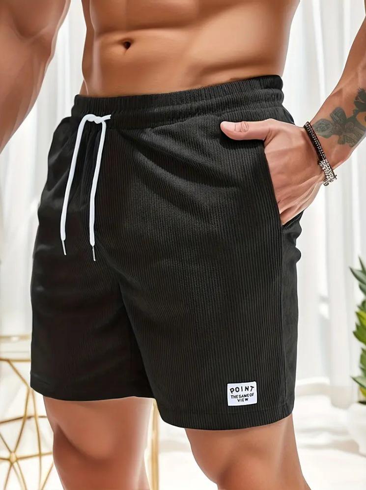 Pantaloncini Sportivi da Uomo in Velluto a Coste Monocolore con Lacci 2026