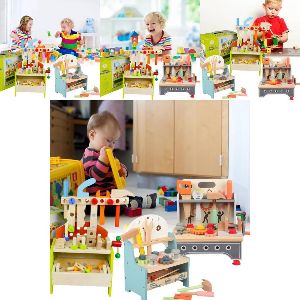 Colorful Wooden Tool Workbench Interactive Educational Toy For Children Age 4-6