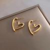 1 par de Brincos de Metal em Forma de Coração para Mulheres, Brincos Simples e Versáteis, Presente de Dia dos Namorados para Acessórios de Uso Diário