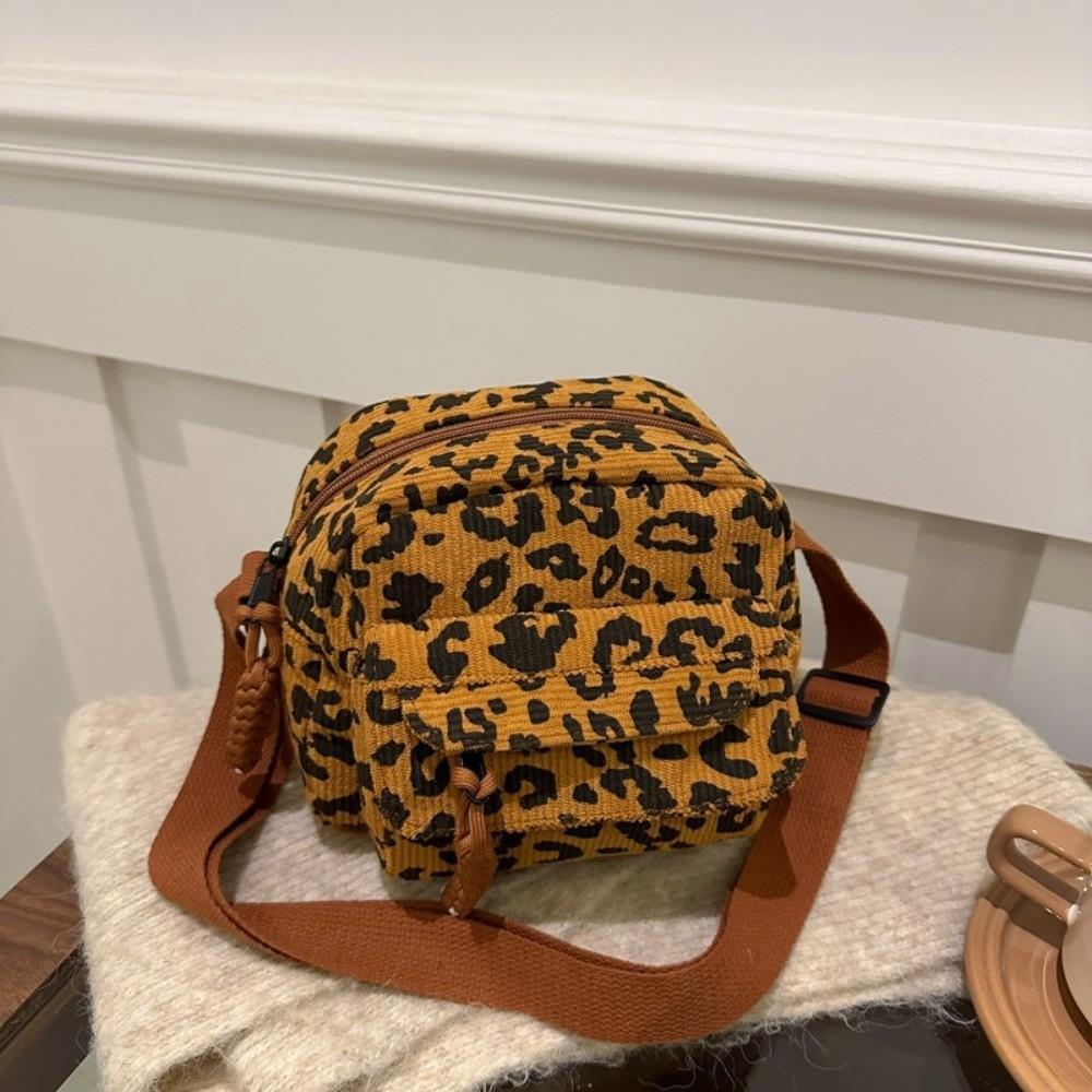 Borsa a Spalla Stampa Leopardo Retrò Borsa Quadrata Piccola Multitasche Borsa a Tracolla in Velluto per il Pendolarismo