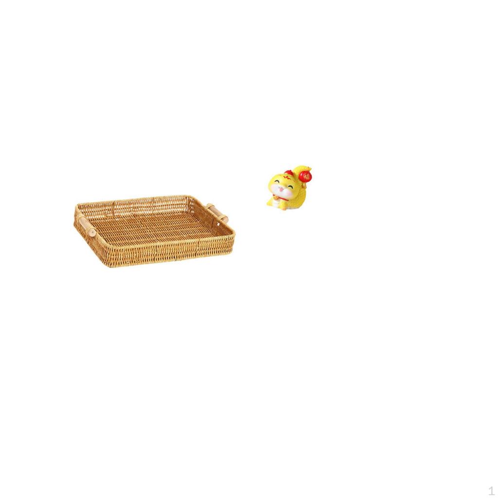 Woven Cartoon Fruit Basket Snake Snack Serving Bowl Decorative Figurine Resin Tabletop Ornament