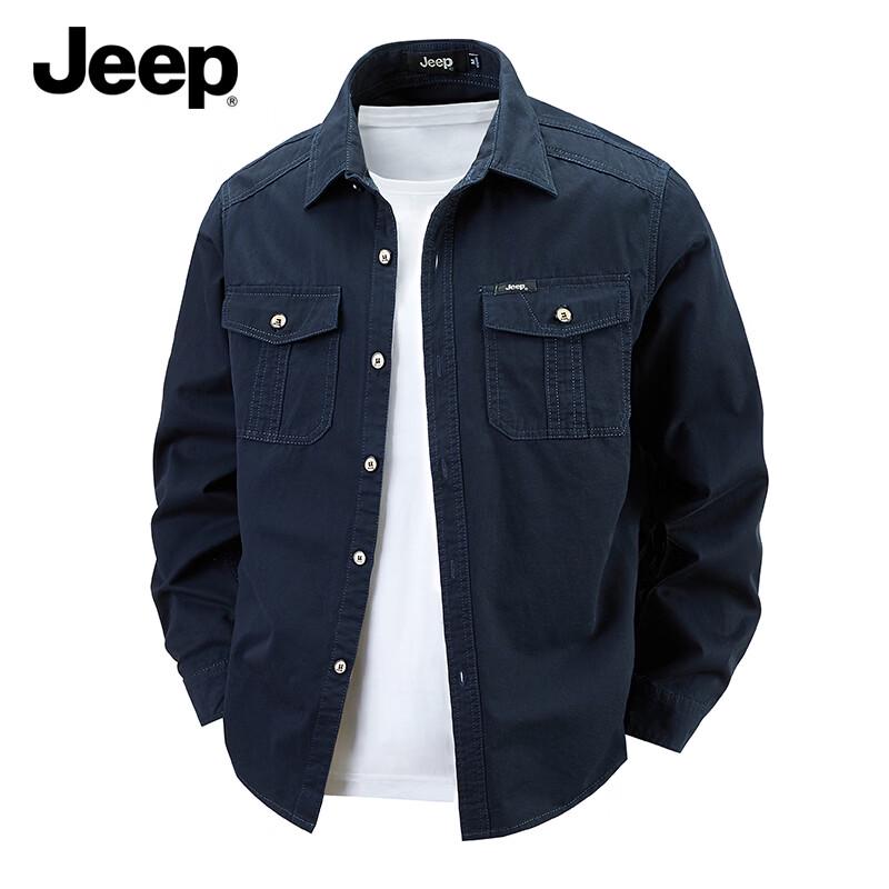 JEEP Men s Casual Pure Cotton Long-Sleeve Shirt L