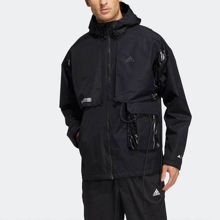 adidas X Transformers Co-Branded Solid Color Sports Long Sleeve Hooded Jacket Men Outerwear Black HM7464