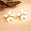 SHIXIN Trendy Sweet Cute Drip Oil Flower Stud Earrings Women Exquisite Flower Piercing Earring Couple Wedding Party Jewelry Gift