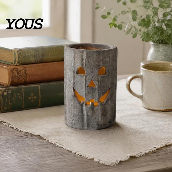 Small Decorative Lanterns for Entryways Halloween Pumpkin Candle Holder, Resin Hollow Candlestick, Vintage Country Fall Holiday Party