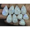 19-29MM Natural Rainbow Moonstone Pear Cabochon Loose Gemstone 09 Pcs Lot C-536