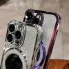 Plating Airbag Glitter Bracket Magsafe Case for iPhone 17 Air 16 15 11 12 13 14 Pro Max Luxury Mirror Cover