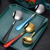 1 Pcs 17cm Stainless Steel Round Spoon Cute Dessert Spoon Coffee Children's Golden Silver Spoon Dessert Spoons Kitchen Soup