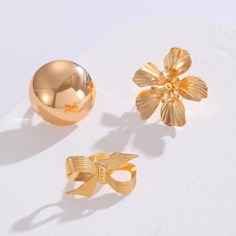 Punk Gothic Irregular Geometric Flower Rings for Men Women Hiphop Exaggerated Shiny Open Rings Fashion Party Jewelry Accessories