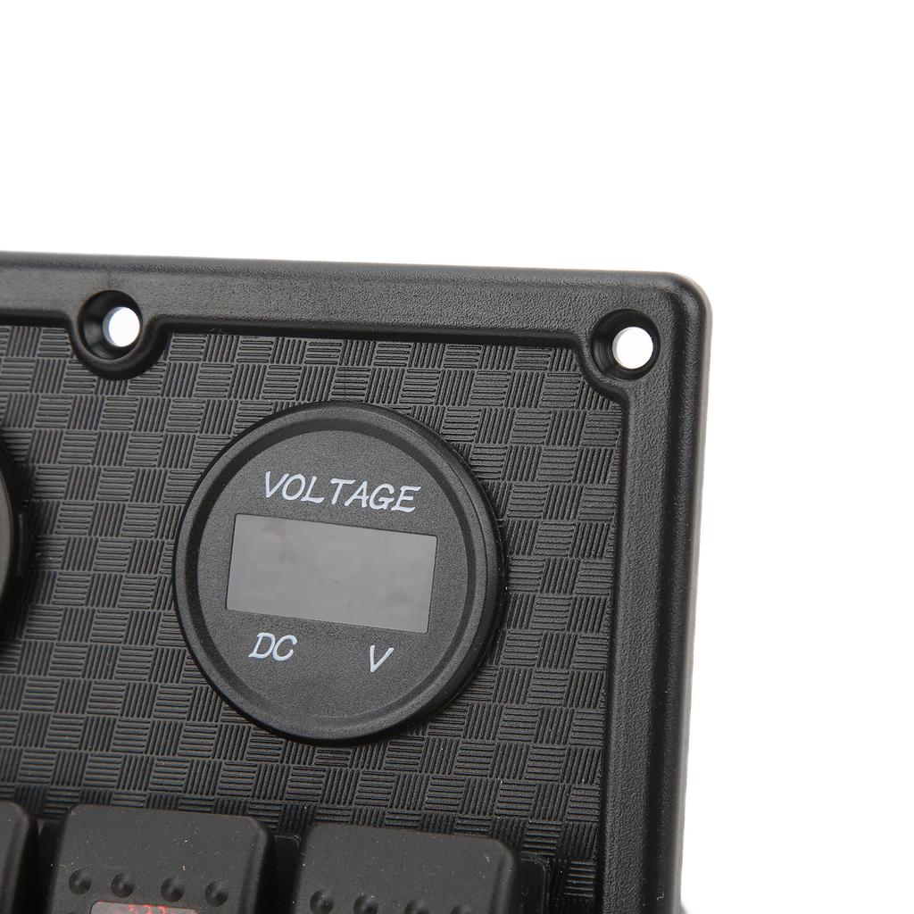 4 Gang Rocker Panel 5Pin with Voltmeter 4.8A Dual USB Fast Charging Slot for Car RV Yacht