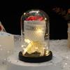 Valentine's Day Immortal Flower Glass Cover Rose Ornament for Girlfriend Holiday Arrangement Rose Simulation Flower Home