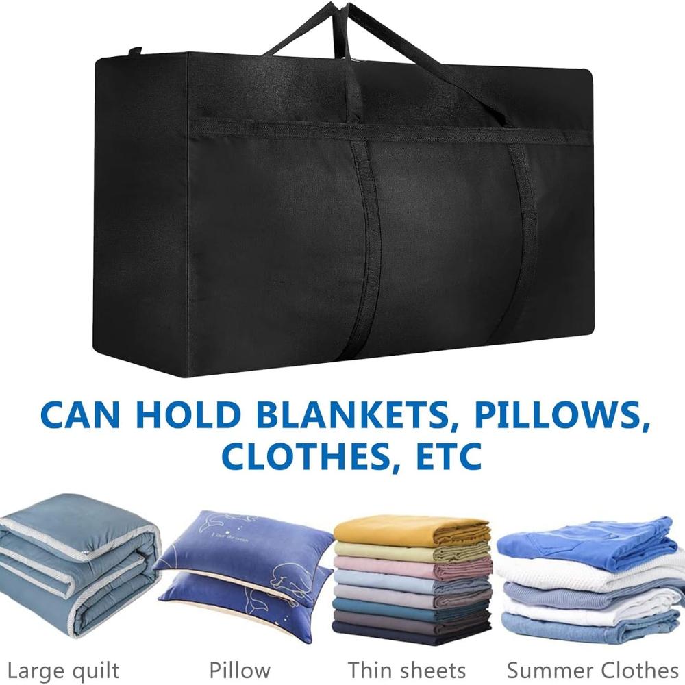 2 Pcs 180L Large Storage Bag, Extra Large Moving Bag with Zips for Moving House Storage Clothes Bedding Duvet Quilt Blankets Waterproof Jumbo Storage