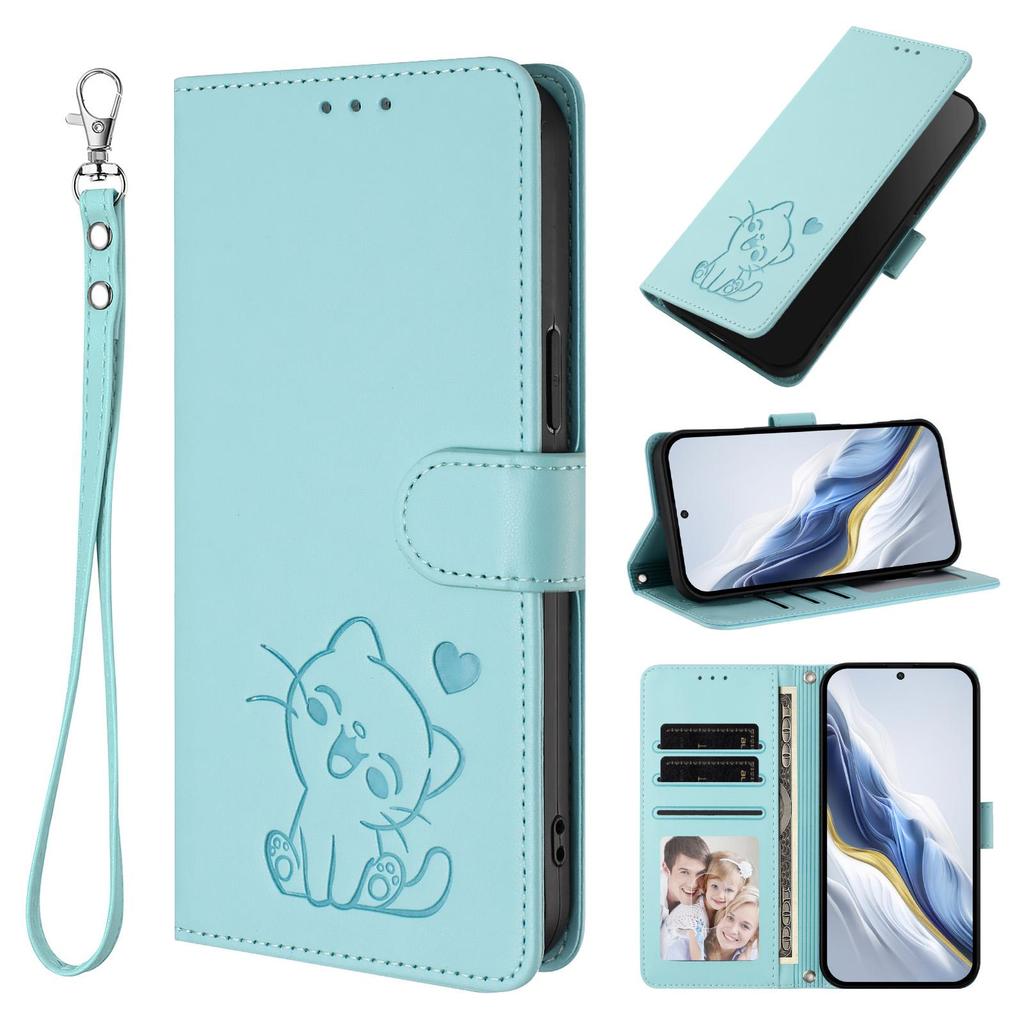 Custodia Portafoglio in Pelle con Gatto Carino 3D, Supporto a Libro per iPhone 17 16 15 Pro Max Samsung Xiaomi Redmi Honor Oppo Moto Google, Slot per Schede, Copertura a Flip