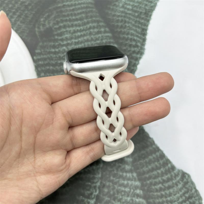 For Applewatch10 Apple Watch with iwatch9876SE Hollow Breathable Twist Silicone Sports