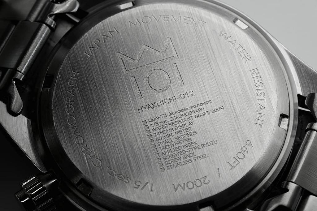 HYAKUICHI 101 Diver's Chronograph Watch, Men's, 20 ATM Water Resistant, No Date, Quartz Movement, Black