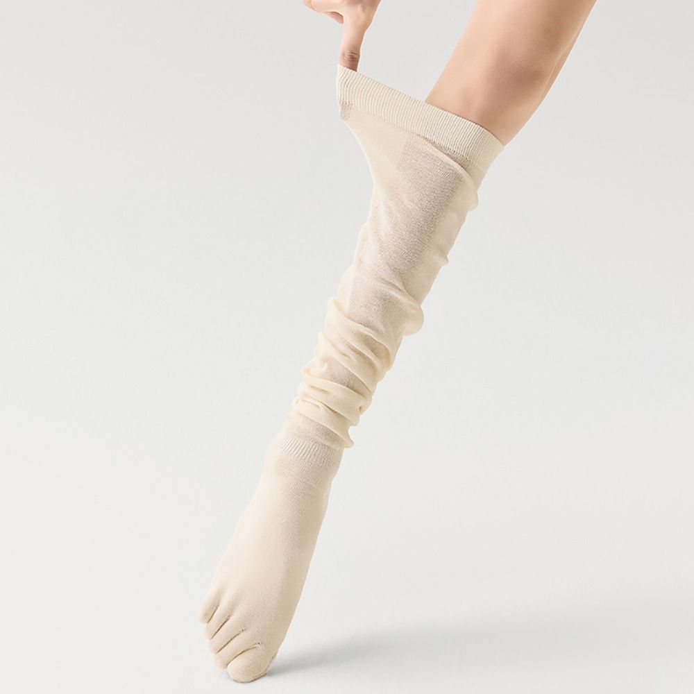 Anti-Slip Design Five Finger Yoga Socks Silicone Dots High Length Thigh Socks Yoga Practice
