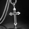 Black Cross Pendant Necklace Stainless Steel Chain Hip-hop Punk Jewelry Gifts