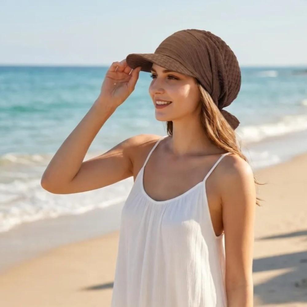 Sun Protection Turban Hat Curved Brim Sunshade Hat Casual Fabric Headscarf Outdoor