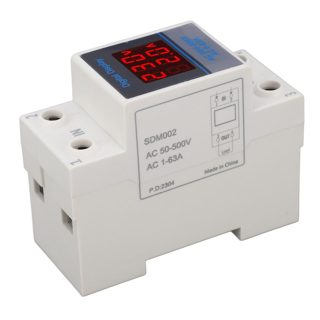 Voltage Current Meter Din Rail Double Display Display Monitor Single Phase Household with