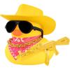 Wonuu Rubber Duck Car Ornaments Duck Car Dashboard Decorations for Cute Car Accessories with Cowboy Hat Necklace and Sunglasses, Shiny Yellow