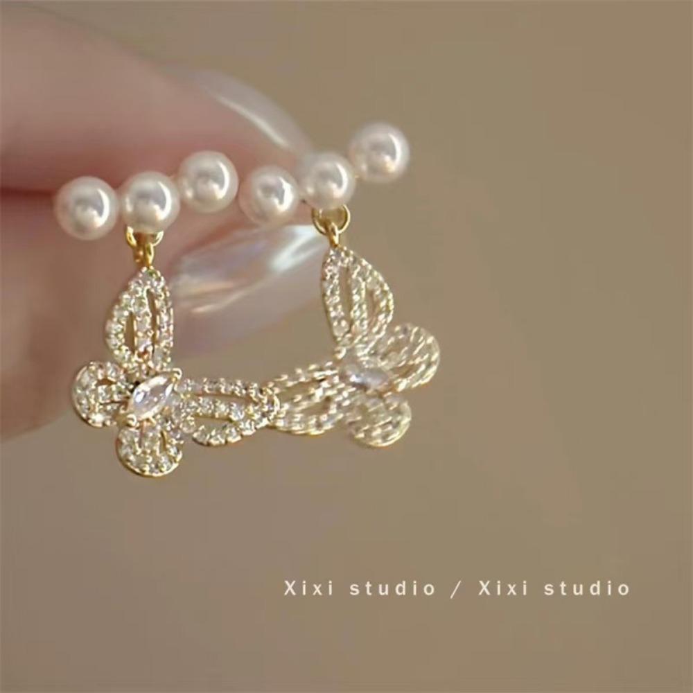 Retro Butterfly Earrings Light Luxury Temperament Design Sense Niche Personality Versatile Simple Earrings