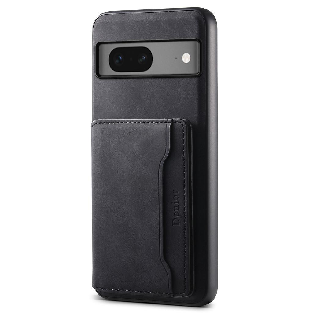DENIOR D13 For Google Pixel 7 5G Case Magnetic Card Holder Kickstand Leather Back Phone Cover