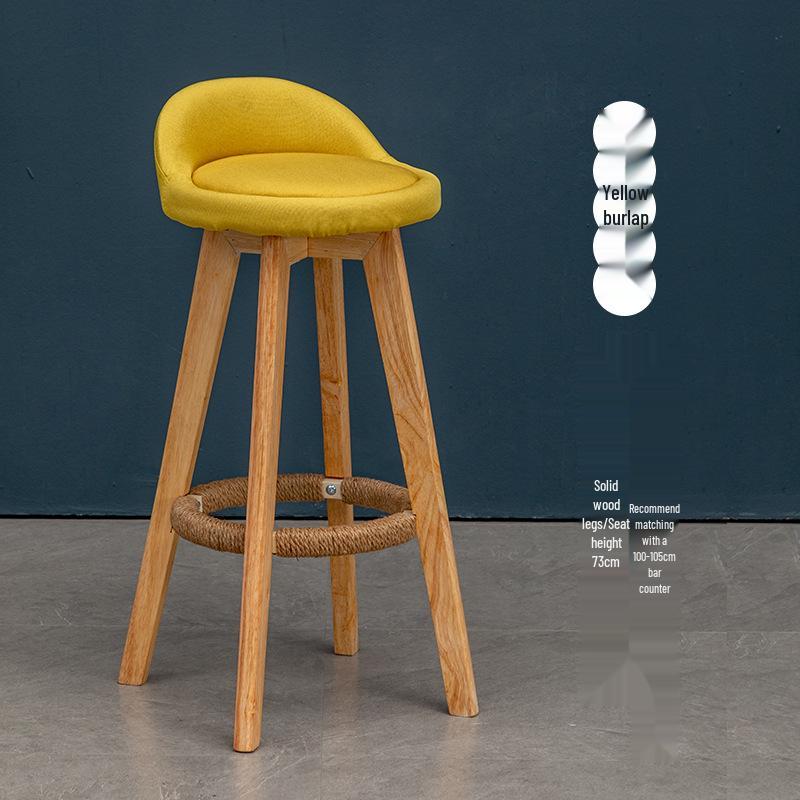 Nordic Solid Wood Swivel Bar Stool - Modern Minimalist Design for Home Bars