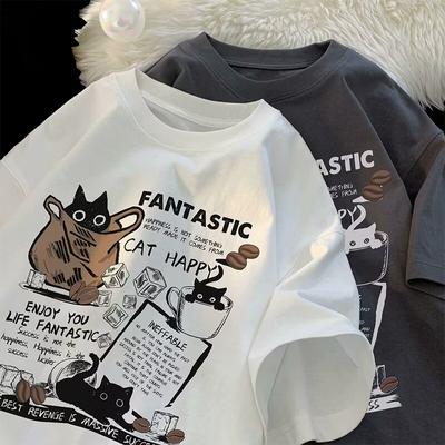 Nuova maglietta a maniche corte da uomo, estiva, stile coreano, alla moda, semplice, a mezza manica, stile Hong Kong, maglietta casual ampia e alla moda