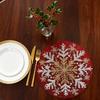 Red Snowflakes Winter Christmas Round Placemats Set of 4 Water-absorbent Anti-slip Easy-to-clean Placemat for Party Home Kitchen