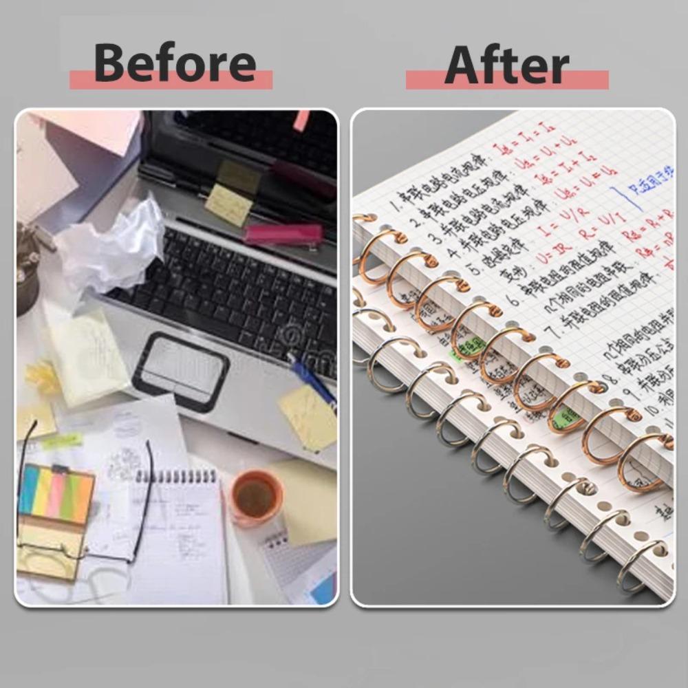 Golden Metal Metal Ring Binder Staple Book Binding Clip Metal Binder Ring  Keychain