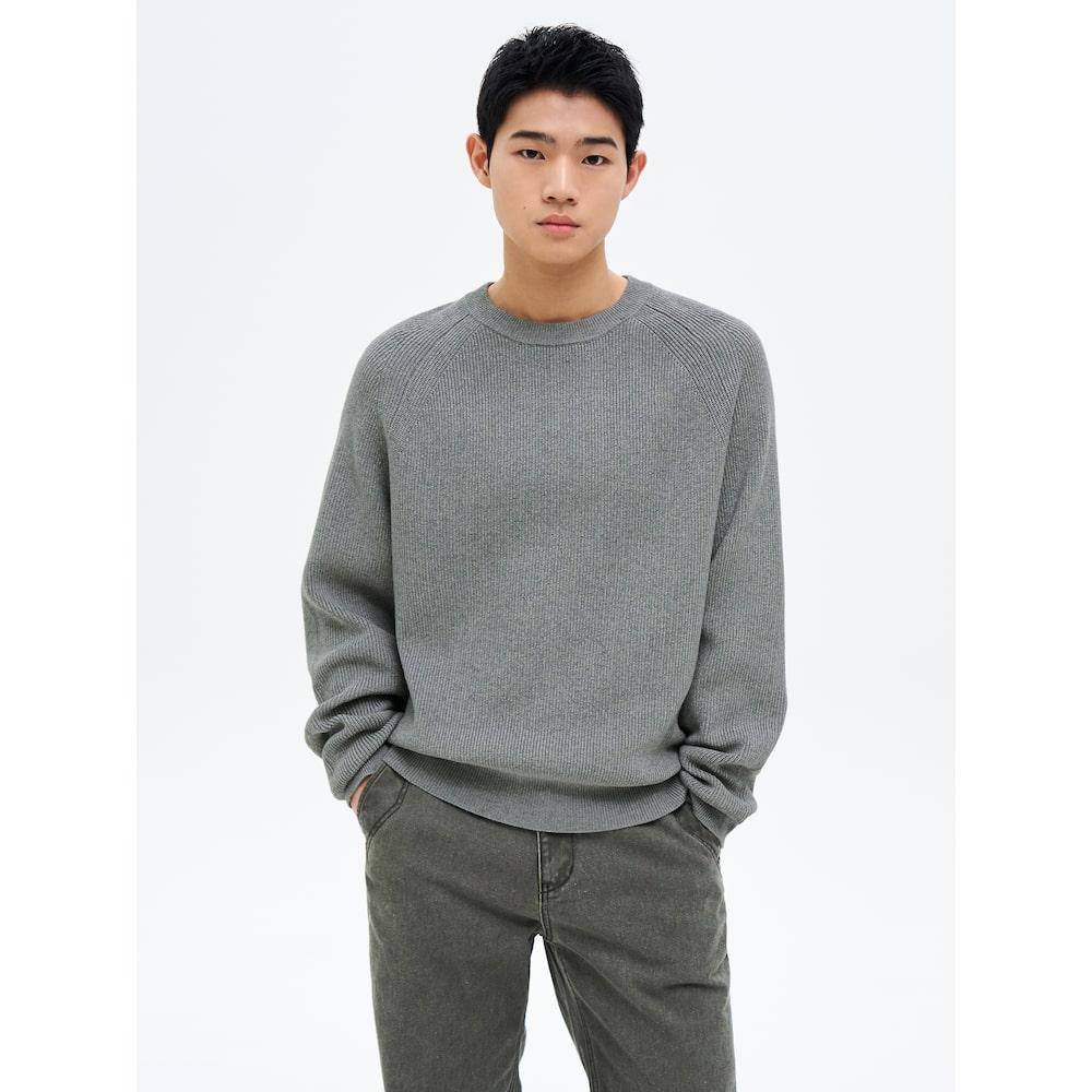 8Seconds Cotton Raglan Round Knit Gray Gray (Antique Silver)/Xxl