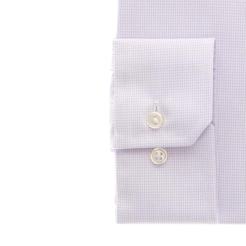 Yofuku no Aoyama Men's Dress Shirt, Non-Iron, Long Sleeve, Wrinkle-Resistant, Stylish, Slim Fit, Purple/Check