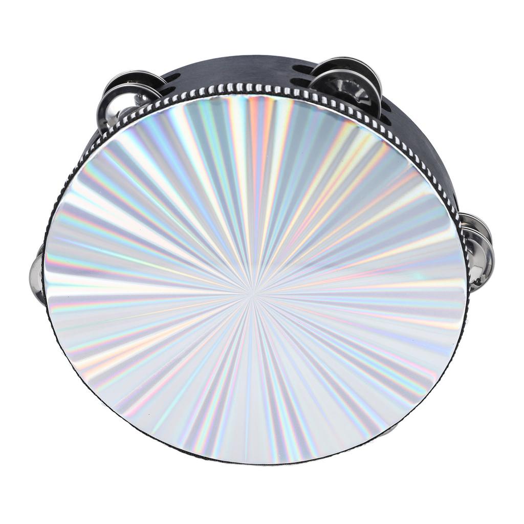 Radiant Tambourine Reflective Clear Crisp Sound Double Row Bell Drum Hand Percussion Instrument 8 Inch
