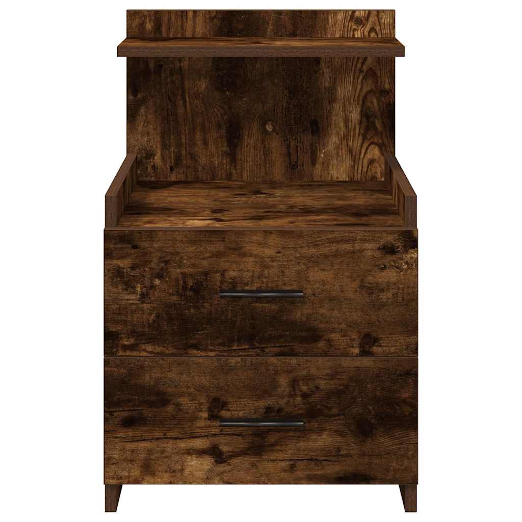 Nightstand with 2 Drawers Smoked Oak Finish 40 X 36.5 X 62 Cm