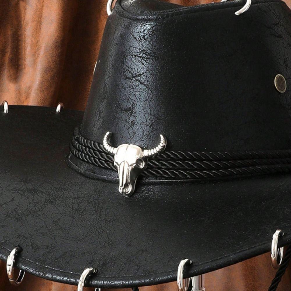 Cappello Panama in Ecopelle a Tesa Larga Cappello Jazz Cappello da Cowboy Retrò Donna
