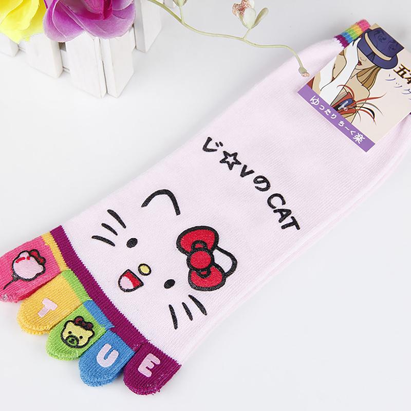 Kawaii Hello Kitty Five Finger Socks Anime Sanrio Kt Cat Y2K Soft Comfortable Floor Sock Home Socks Girl Gift