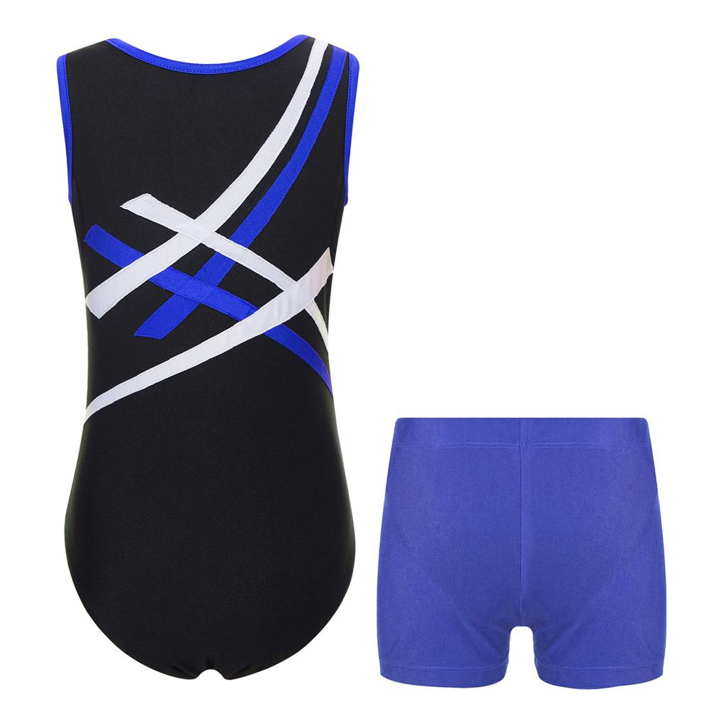 Jungen Kontrastfarbe Ärmellos Patchwork Trikot Body Anzug Shorts Gymnastik Outfit