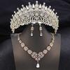 Royal Queen Champagne Tiaras and Crowns Bridal Jewelry Sets for Women Wedding Crown and necklace earrings Tiara Set Accessories