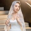 Lace Trim Bridal Headscarf Breathable Lace Shawl Soft Muslin Head Covering  Chapel Event