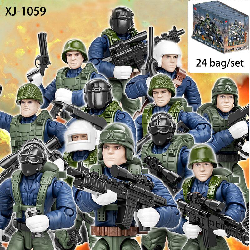 Special Force Field Force WW2 Infantry Military Soldiers Corp War Army Mini Gun Weapons Model Building Block Toys
