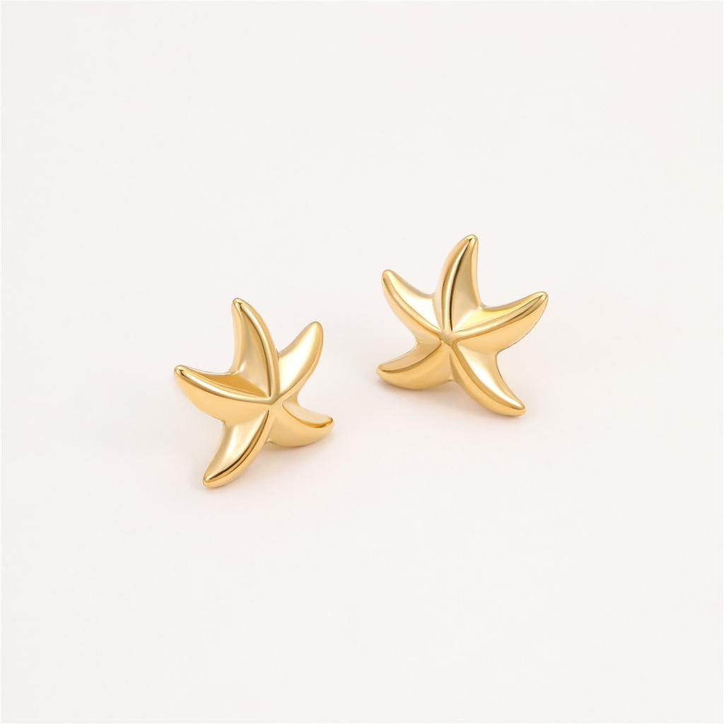 GEMCHIC Women's Minimalist Gold Starfish Stud Earrings 18K Plated Stainless Steel Ocean Beach Summer Jewelry