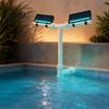 Solar Lighted Water Fountain Pool Fountain, Swimming with Multi-Color LED Lights, Dual-Head Adjustable Spray, Remote Control, Timer, Auto Dusk Sensor,