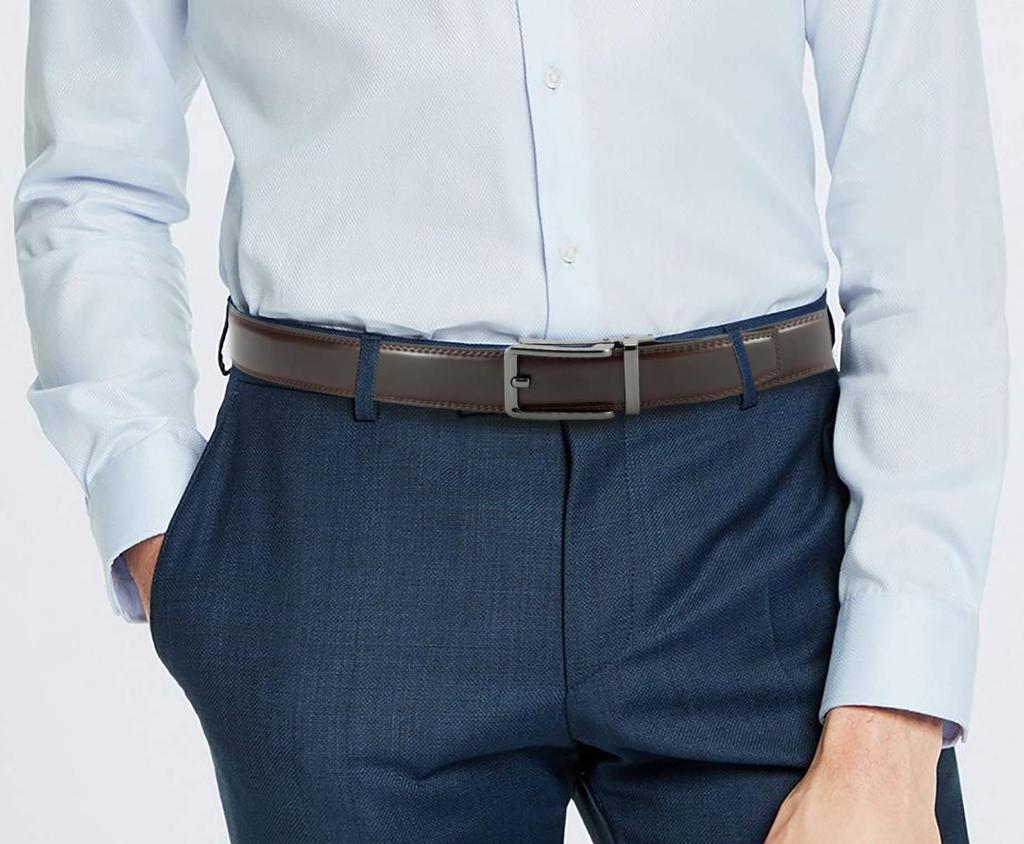 CHAOREN Business Belt Plus Genuine Leather Easy to No Stepless Multiple 35mm Box Included Men's - Auto-Lock, Size, - Use, Holes, Adjustment, Sizes,
