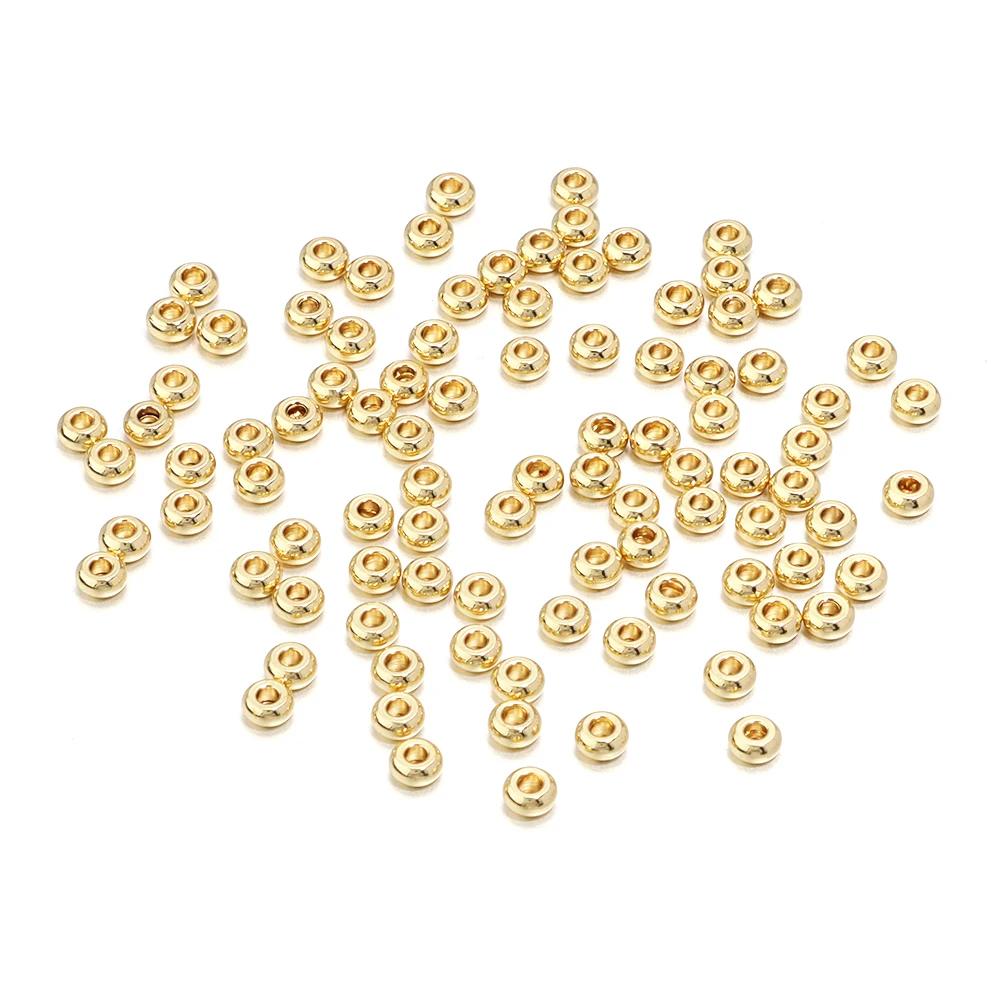 

Multi Size Stainless Steel Beads Gold Color Wheel Shape Loose Spacer Flat Round Beads For Bracelet Necklace DIY Jewelry Making 3x1mm Hole1.8mm